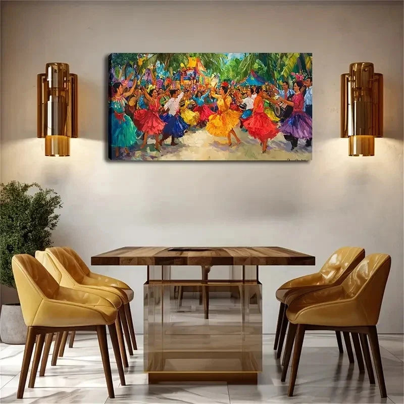 A Group Of People In Bright Wall Art Canvas Office Home Room Framed 80x45cm