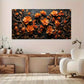 Elegant Orange & Golden Floral Wall Art Canvas Office Home Room Framed 80x45cm