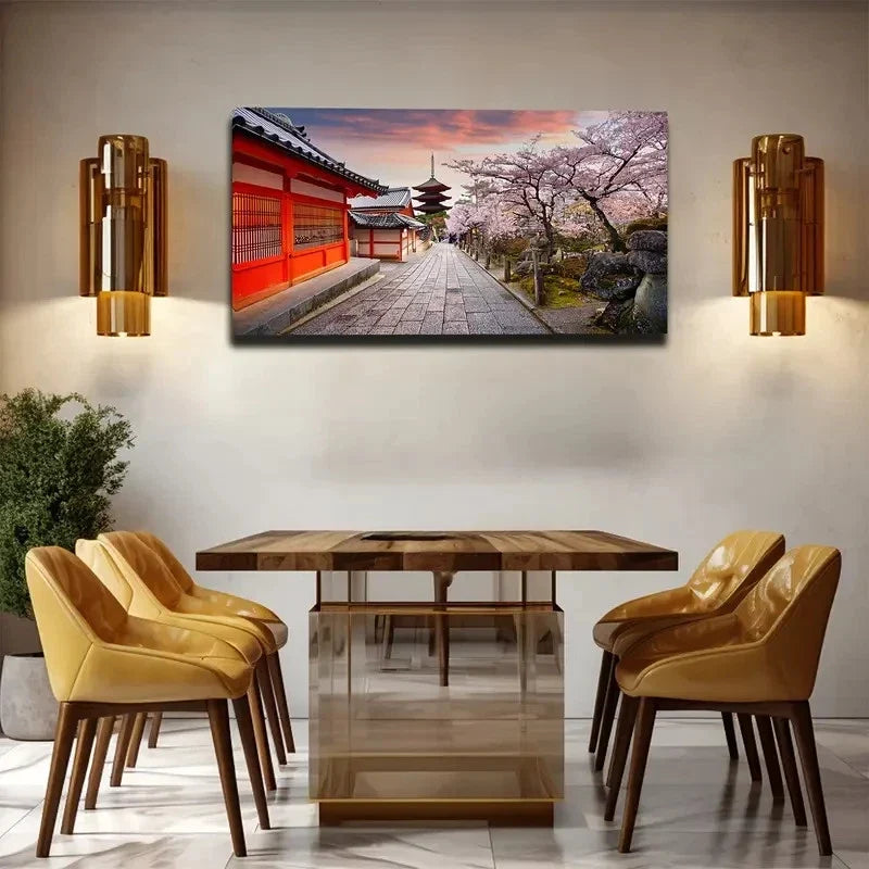 Japanese Cherry Blossoms Wall Art Canvas Office Home Room Framed 80x45cm