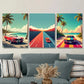 3pcs Vintage Car Coastal Road Beach Palm Trees Wall Art Set Canvas Framed 40x60cm - High Quality Print 100% Australian Made Wall Canvas Ready to Hang
