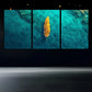 3pcs Feathers and Small Boats Metal Print Ready to Hang Art