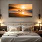 Serene Beach Sunset Scene Wall Art canvas office home room framed 120x60cm