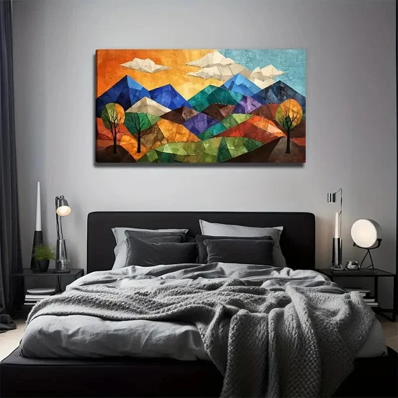 Modern Bohemian Decor Vibrant Wall Art Canvas Office Home Room Framed 120x60cm