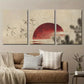3pcs Vintage Japanese Crane Bird And Sunset Wall Art Set Canvas Framed 40x60cm - High Quality Print 100% Australian Made Wall Canvas Ready to Hang