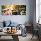 3pcs Golden Bowl and Wooden Spoon on Water  Wall Art Set Canvas Framed 40x60cm - High Quality Print 100% Australian Made Wall Canvas Ready to Hang