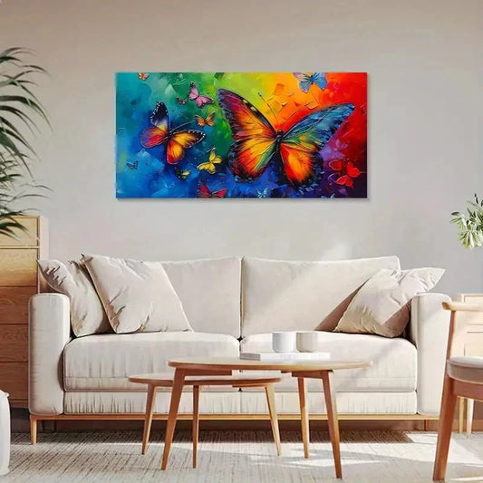 Floral Or Abstract Nordic Retro Wall Art Canvas Office Home Room Framed 80x45cm