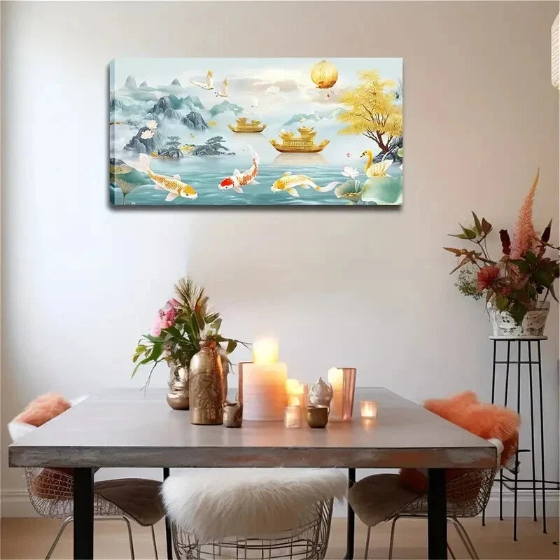 Chinese Landscape Painting Wall Art Canvas Office Home Room Framed 120x60cm