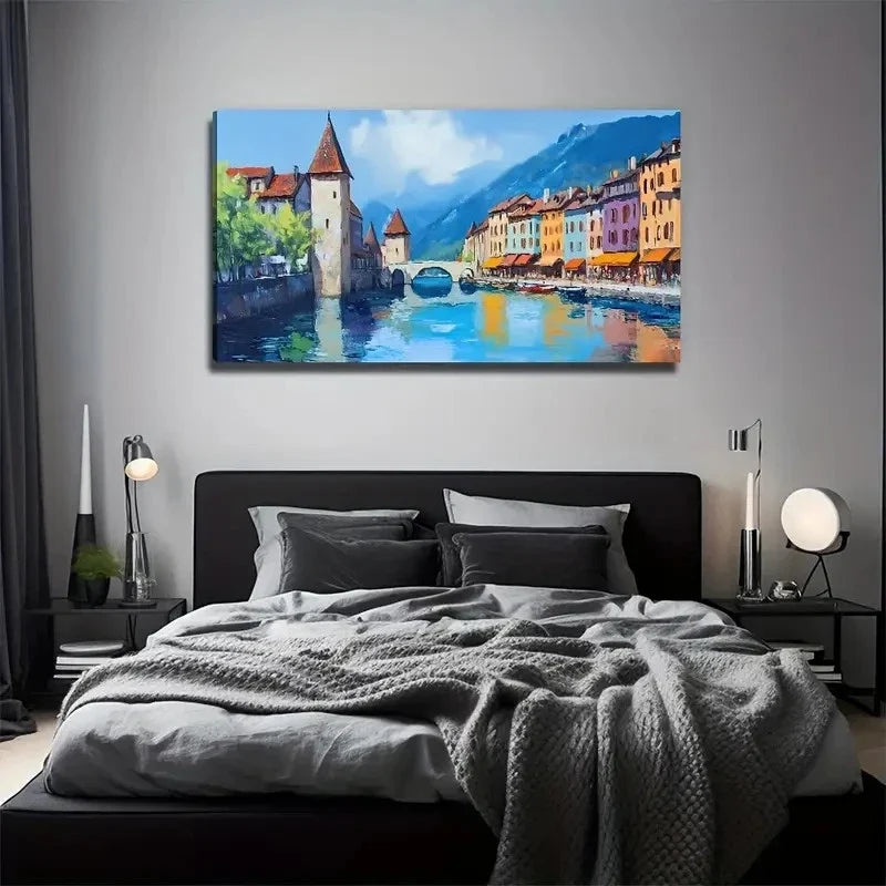 Attractive River Perfect Wall Art Canvas Office Home Room Framed 80x45cm