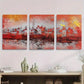 3pcs Vibrant Urban Landscape, Modern Abstract Metal Print Ready to Hang Art