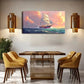 Serene Nautical Pink Sky Ocean Wall Art Canvas Office Home Room Framed 120x60cm