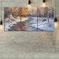 3pcs Snowy Forest River Big Trees Metal Print Ready to Hang Art