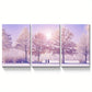3pcs Light Purple Themed Tall Trees Sun Shine Metal Print Ready to Hang Art