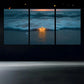 3pcs Beach Stars White Waves Sunset Metal Print Ready to Hang Art