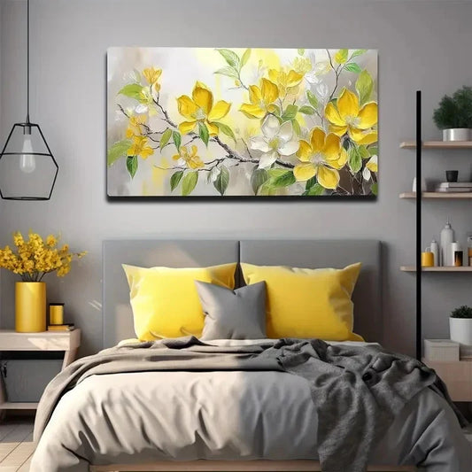 Blossoms & Bamboo Wall Art Canvas Office Home Room Framed 120x60cm