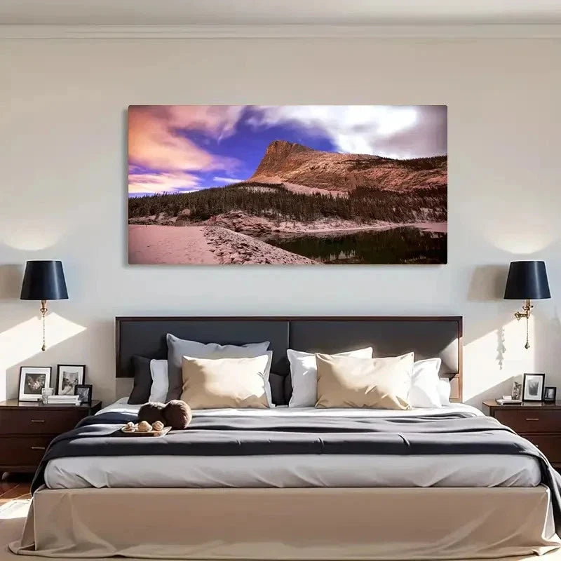 Ling Peak Moonlight Mountains Wall Art Canvas Office Home Room Framed 120x60cm