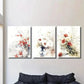 3pcs Plant and Flower Illustration in Vase Wall Art Set Canvas Framed 40x60cm - High Quality Print 100% Australian Made Wall Canvas Ready to Hang