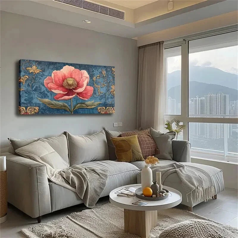 Bright Pink Flowers Exqcuisite Wall Art Canvas Office Home Room Framed 120x60cm