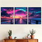 3pcs  Colorful Vibrant Aurora Pier Triptych  Wall Art Set Canvas Framed 40x60cm - High Quality Print 100% Australian Made Wall Canvas Ready to Hang