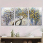 3pcs Abstract Metallic Floral Tree Triptych Metal Print Ready to Hang Art
