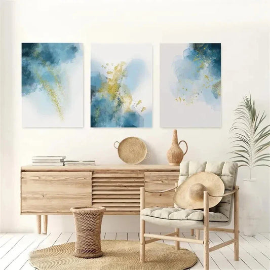 3pcs Elegant Watercolor Abstract Metal Print Ready to Hang Art