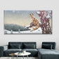 Classic Fox in Snowy Forest Wall Art Canvas Office Home Room Framed 120x60cm