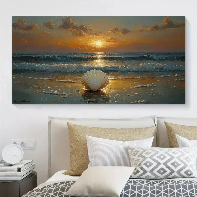 Beach Sunset Ocean Wave Wall Art Canvas Office Home Room Framed 120x60cm