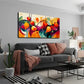 Yellow Pink & Green Multicolor Wall Art Canvas Office Home Room Framed 120x60cm