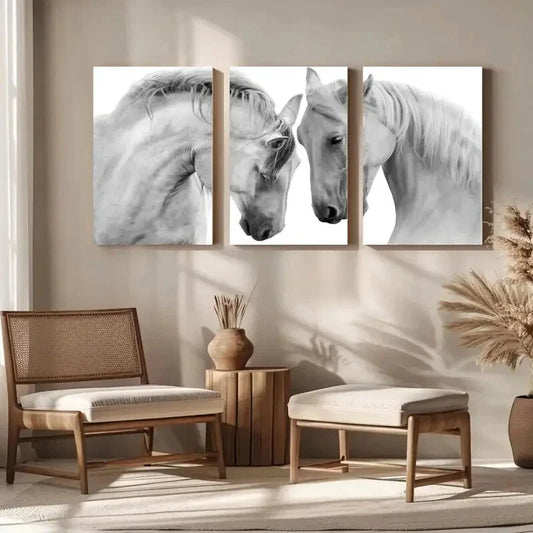 3pcs Modern & Traditional Style Elegant White Metal Print Ready to Hang Art