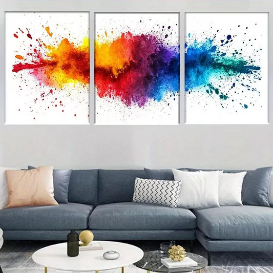 3pcs  Modern Vibrant Color Explosion Wall Art Set Canvas Framed 40x60cm - High Quality Print 100% Australian Made Wall Canvas Ready to Hang