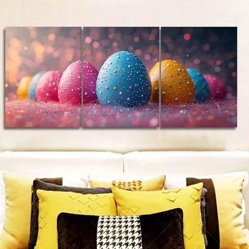 3pcs  Two Colorful Easter Eggs Canvas Wall Art Set Canvas Framed 40x60cm - High Quality Print 100% Australian Made Wall Canvas Ready to Hang