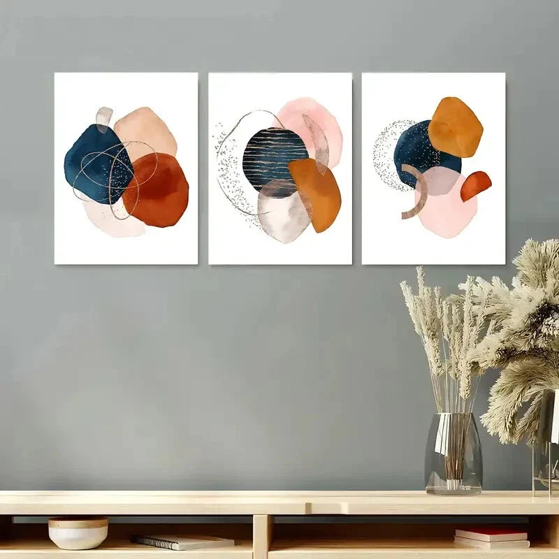 3pcs Watercolor Abstract Modern Absorbent Metal Print Ready to Hang Art