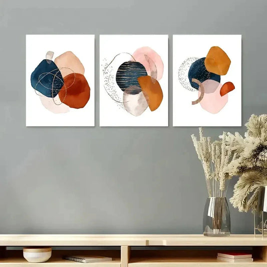 3pcs Watercolor Abstract Modern Absorbent Metal Print Ready to Hang Art