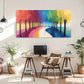Tree Silhouettes Palette Colors Wall Art Canvas Office Home Room Framed 80x45cm