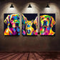 3pcs Colorful Cat and Labrador Retriever Metal Print Ready to Hang Art