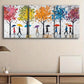 3pcs Abstract Peoples Are Walking Colourful Trees Metal Print Ready to Hang Art