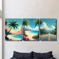 3pcs Tropical Beach Sunset Vibrant Coastal Metal Print Ready to Hang Art