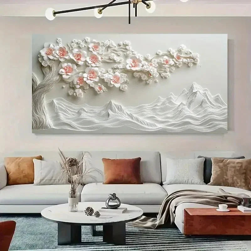 Peach Tree Painting Wall Art Canvas Office Home Room Framed 120x60cm