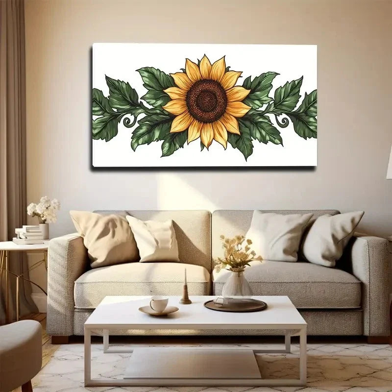 Vibrant Yellow Sunflower Wall Art Canvas Office Home Room Framed 80x45cm