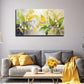 Vibrant Yellow Floral Wall Art Canvas Office Home Room Framed 80x45cm