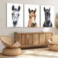 3pcs Chic Horse Modern Animal White Brown Black Wall Art Set Canvas Framed 40x60cm - High Quality Print 100% Australian Made Wall Canvas Ready to Hang