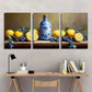 3pcs Blue and White Bottle & Lemon Metal Print Ready to Hang Art
