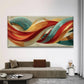 Abstract Waves Wall Art Canvas Office Home Room Framed 80x45cm