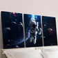 3pcs Astronaut Space Travelling Blue Planet Wall Art Set Canvas Framed 40x60cm - High Quality Print 100% Australian Made Wall Canvas Ready to Hang