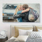 Heartfelt Embrace Scene Wall Art Canvas Office Home Room Framed 80x45cm