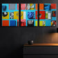 3pcs Colourful Fantasy Blocks Blue Themed Metal Print Ready to Hang Art