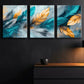 3pcs Turquoise Feather Abstract Blue Perfect Wall Art Set Canvas Framed 40x60cm - High Quality Print 100% Australian Made Wall Canvas Ready to Hang