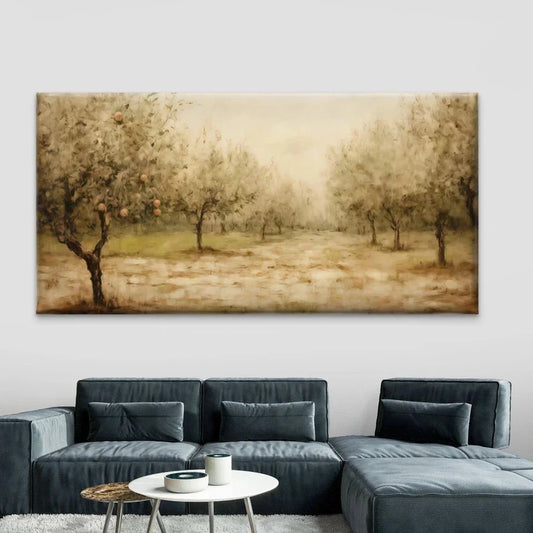 Vintage Peach Orchard Landscape Wall Art Canvas Office Home Room Framed 80x45cm