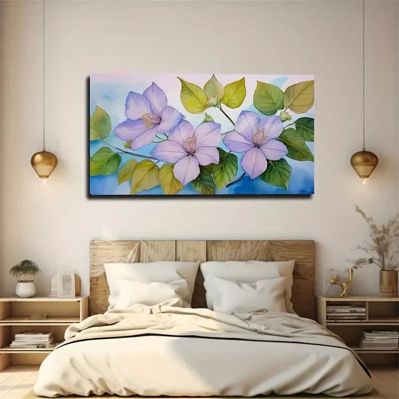 Pale Purple Morning Glory Wall Art Canvas Office Home Room Framed 120x60cm