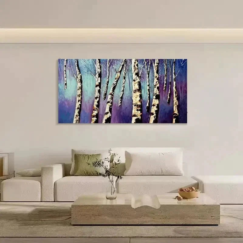Abstract Purple Forest Lands Wall Art Canvas Office Home Room Framed 120x60cm