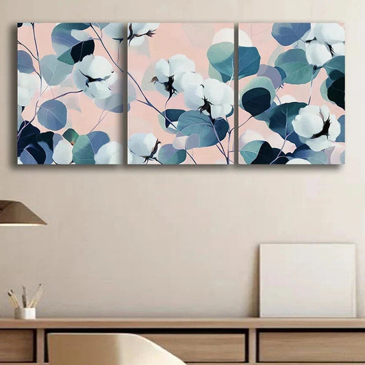 3pcs Painting Luxury Floral Modern Metal Print Ready to Hang Art